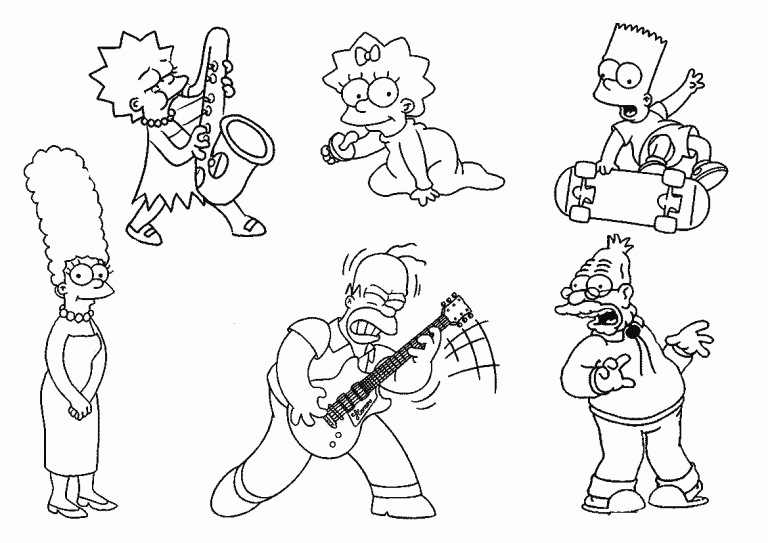 Plansa de colorat cu Familia Simpsons 1 1